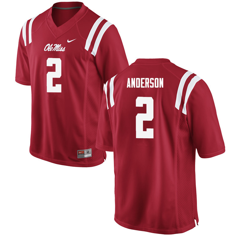 Deontay Anderson Ole Miss Rebels NCAA Men's Red #2 Stitched Limited College Football Jersey LUX8658PG